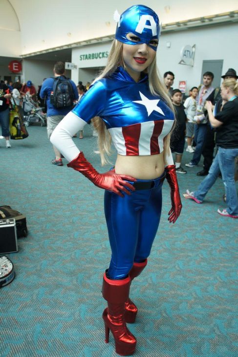 Captain America Halloween Costume Zentai Girl